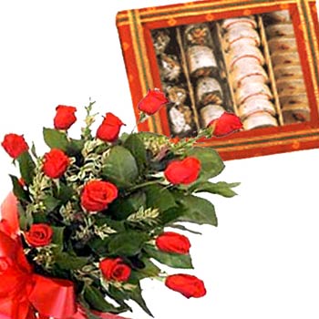 12 roses and 1/2 kg mithai