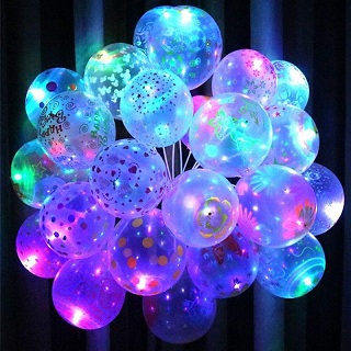 Air filled balloons with coloured led lights