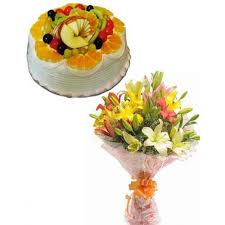 10 lilies vase, 1 kg cake