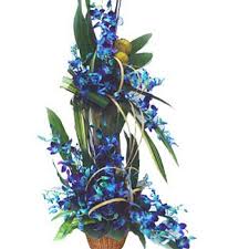 2 tier 20 blue orchids arrangement