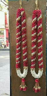 2 Tuberose red rose garland