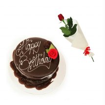 Single Red rose with 1/2 Kg Chocolate Truffle Cake