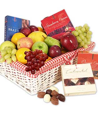 Fruits with chocolates and rakhi