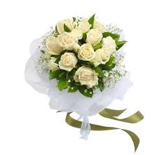 White roses hand bouquet