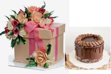 1/2 kg chocolate truffle cake with cake box decorated with flowers
