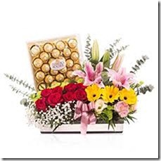 20 flowers red roses lilies yellow gerberas 24 pc ferrero