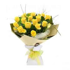 Yellow roses in a bouquet