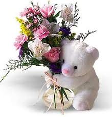 1 feet teddy with 12 roses