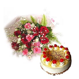 30 roses bunch, 1 kg pineapple cake