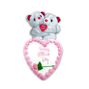 2 teddies, 1 kg strawberry cake