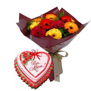 30 Mix gerberas, 1 kg cake