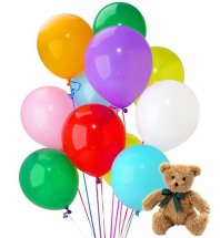12 air inflated balloons with 6 inches Teddy