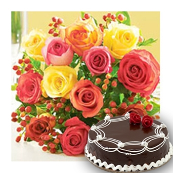 Mix roses & 1/2 kg cake