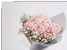 Flower bouquet with baby pink roses