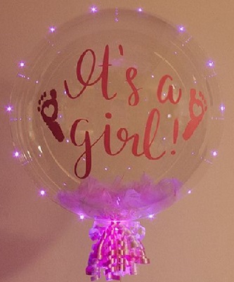 Bobo balloon printed its a girl gift for new born with lights