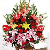 10 lilies 10 Anthurium 10 gladioli basket