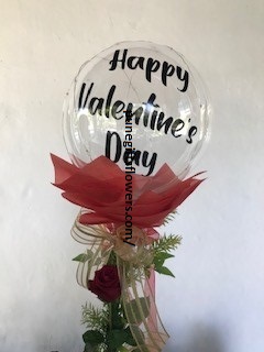 Hot air balloon printed with valentine day 1 red rose red wrapping