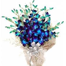 10 Blue Orchids vase