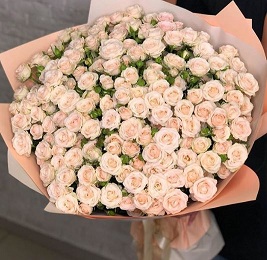 100 pretty peach roses hand bouquet