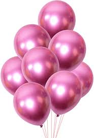 10 Pink colour Chrome air filled balloons