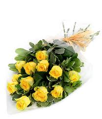 Yellow roses in a bouquet