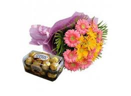 12 gerberas with 16 pc ferrero chocolates