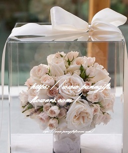 Luxury Transparent gift box with peach flowers
