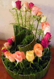 30 Mix color roses in round waterfall cascading Shape