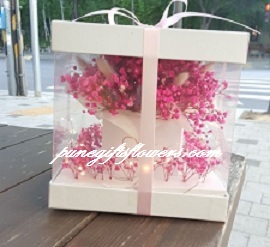 Luxury Transparent gift box with pink flowers