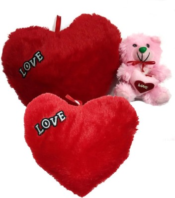 2 Valentine Hearts 6 inches each with a Teddy bear
