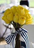 20 yellow Roses wrapped with stripes